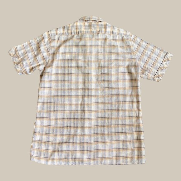 Dum Mody Vintage Yellow Plaid Short Sleeve Button Front Shirt - Picture 6 of 6